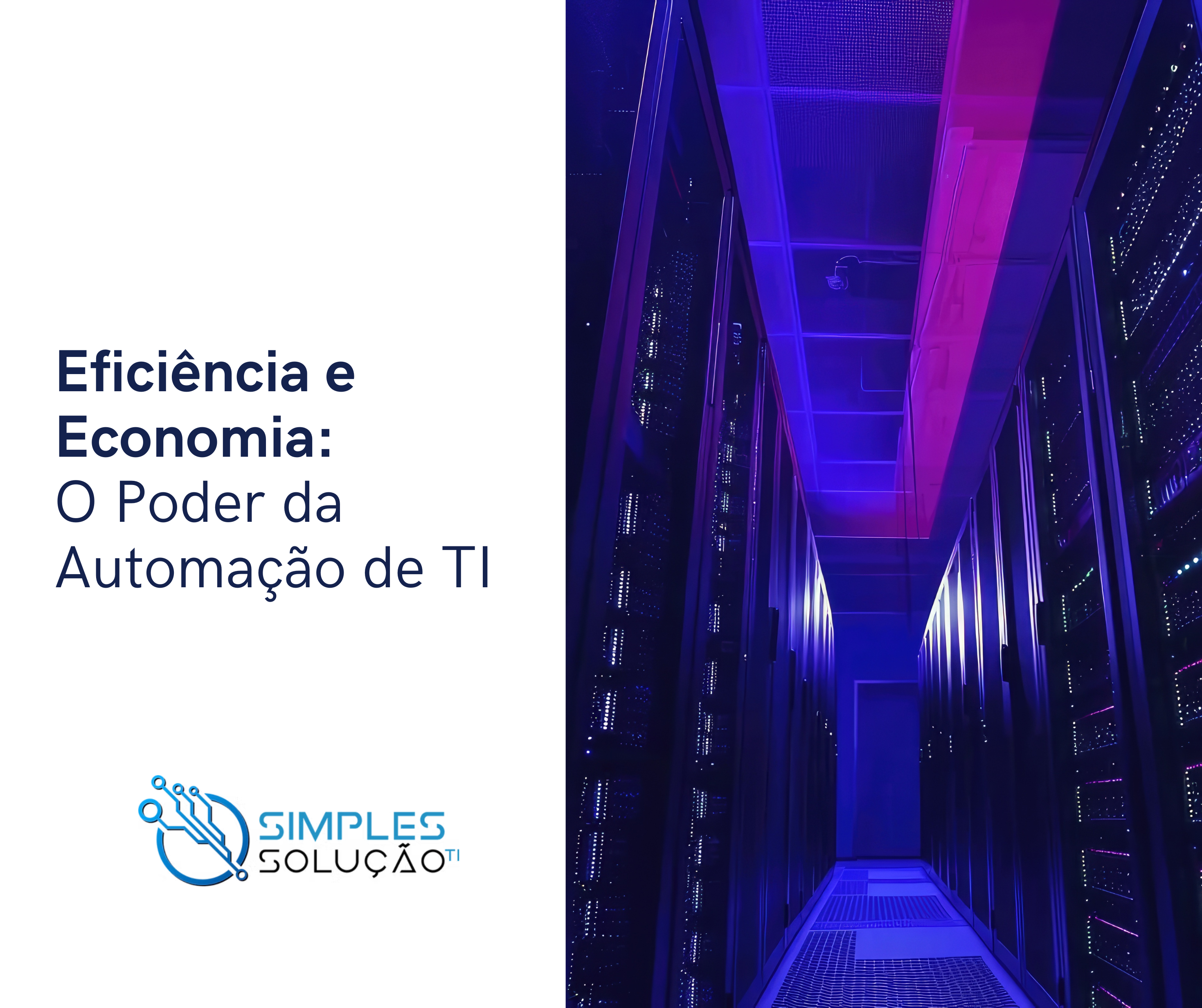 Capa do artigo Automação de TI para PMEs: Reduza Custos e Erros Agora, mostrando um painel de automação com scripts em execução e gráficos de redução de custos.