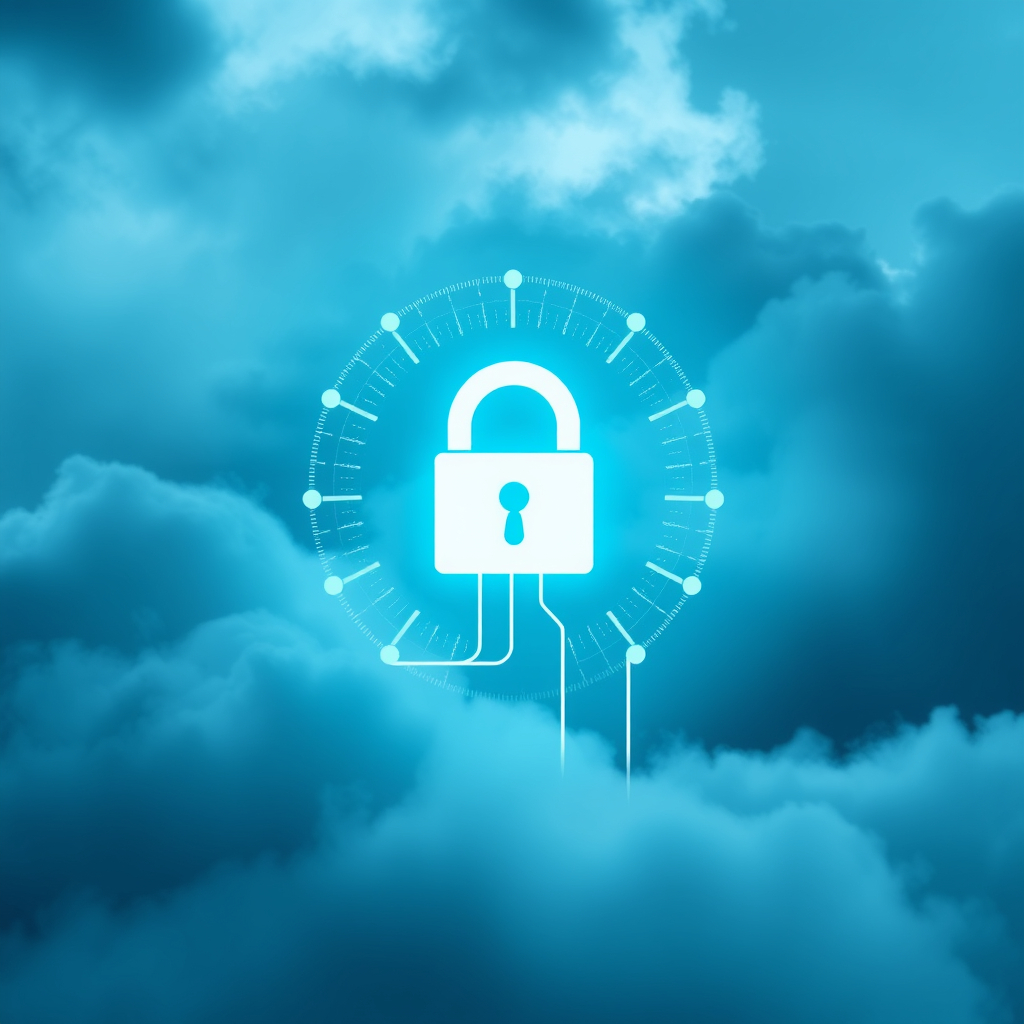Servidor com backup em nuvem e cadeado de segurança para empresa