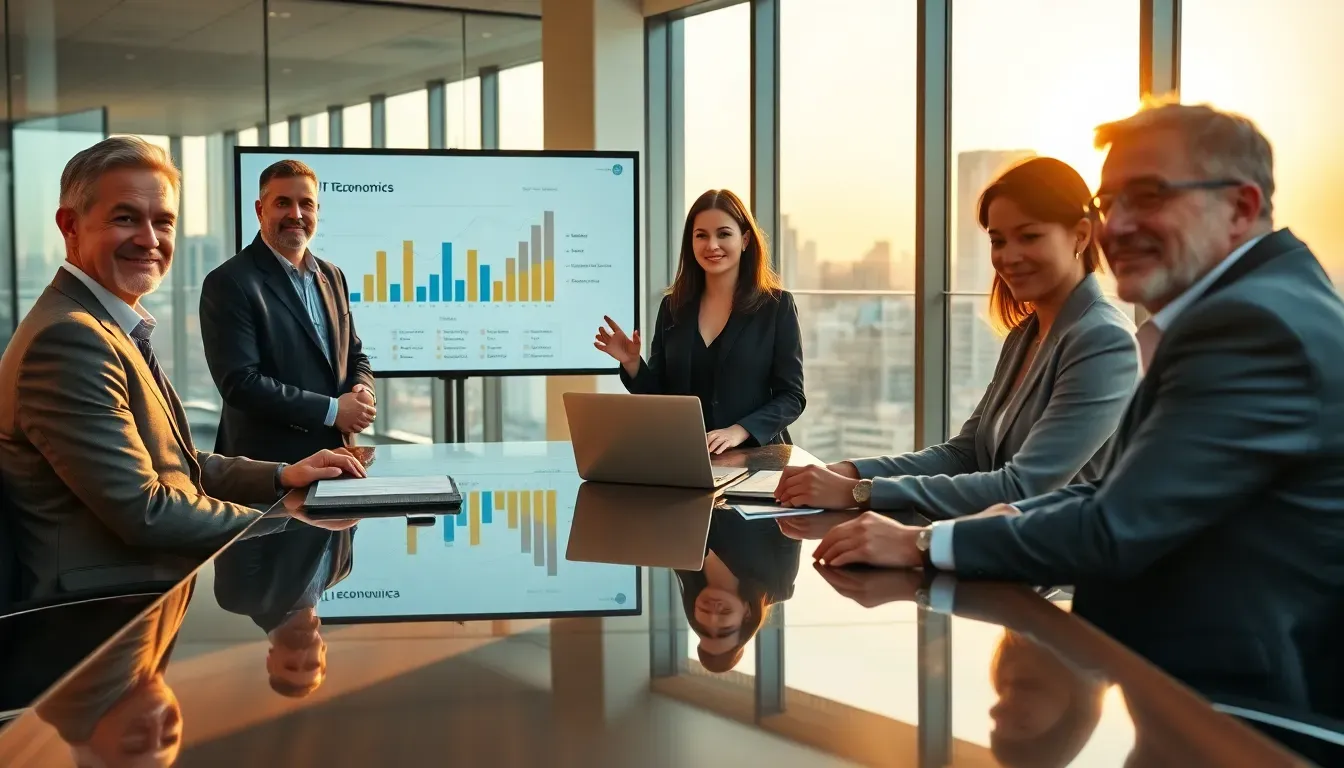 Exemplo de relatório executivo de economia de TI com gráfico de waterfall e KPIs financeiros para diretoria