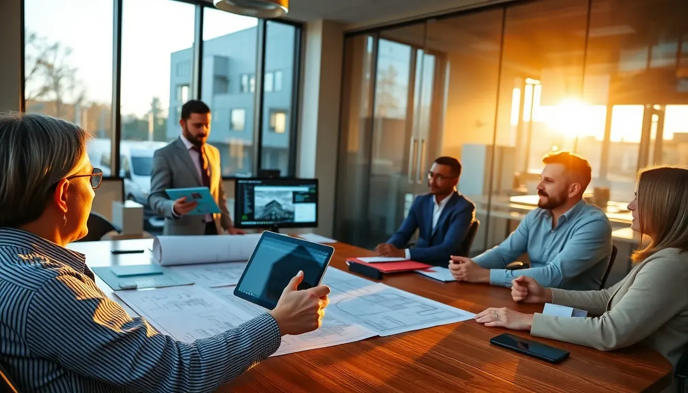 Equipe de arquitetos colaborando em projeto BIM com suporte de consultoria de TI da Simples Solução TI