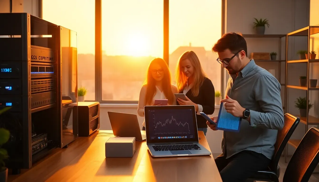 Infraestrutura de edge computing para PME com gateway local, sensor e painel de métricas