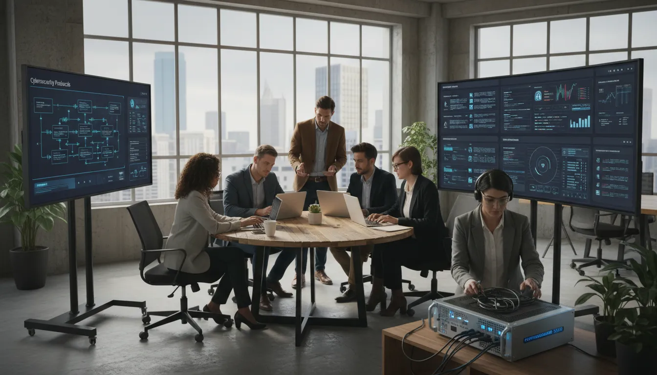 Painel de monitoramento de rede e firewall com indicadores de SLA e alertas em tempo real