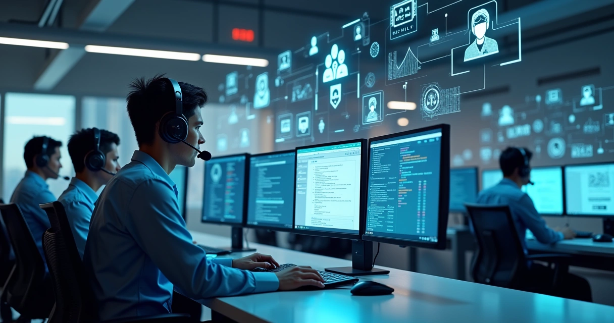 Painel de controle de help desk exibindo fila de chamados, SLAs e métricas em tempo real