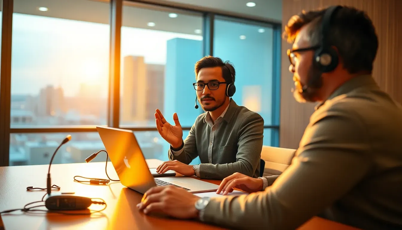 Entrevistador aplicando checklist de perguntas técnicas e comportamentais para vaga de suporte de TI em ambiente corporativo.