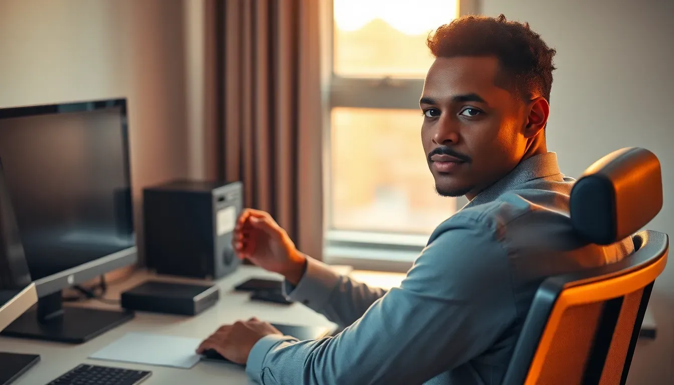 Imagem de capa mostrando um escritório pequeno com roteador Wi‑Fi corporativo e pontos de acesso no teto, laptops conectados e equipe trabalhando.