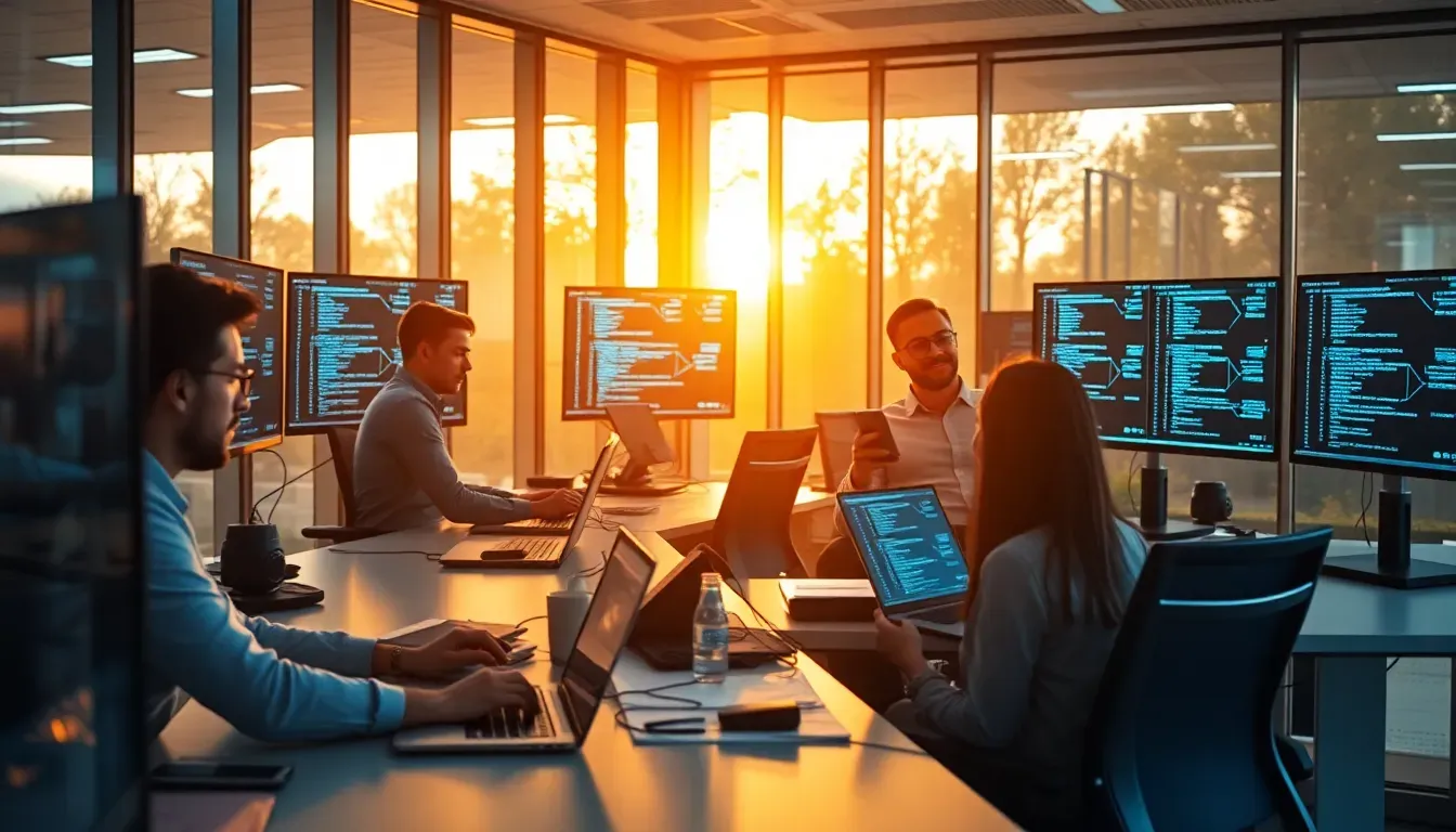 Técnico da Simples Solução TI configurando infraestrutura de rede para terceirização de TI em escritório corporativo